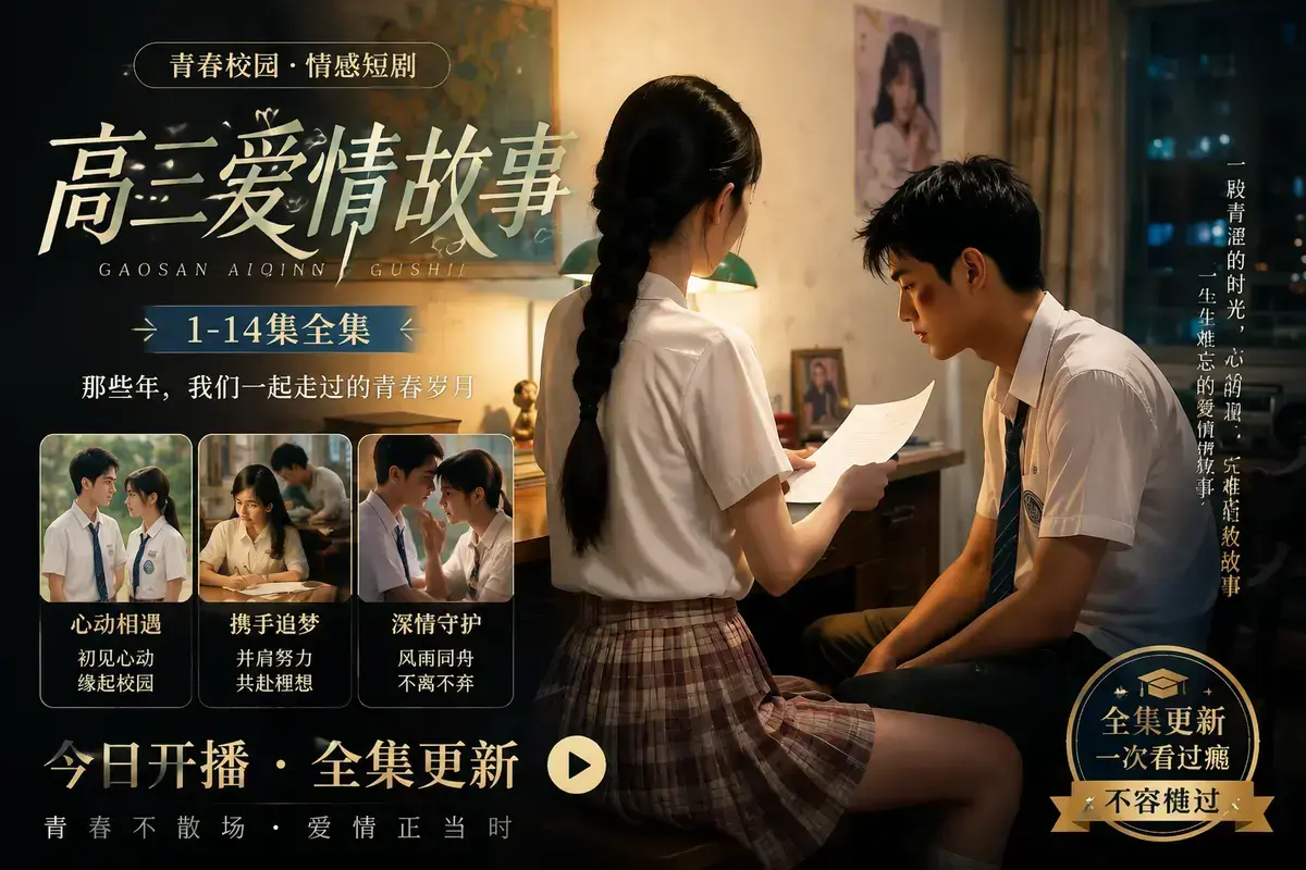 《AI 短剧高三爱情故事》高清完整版在线观看-林澈苏晚晴校园恋曲中字无删减-全集资源网盘下载流畅播放